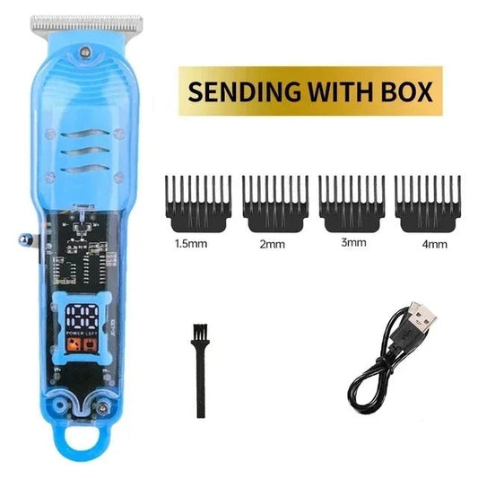 Professional Hair Clippers Rechargeable Hair Clipper Transparent Electric Hair Trimmers For Men Cordless Hair Cut Machine